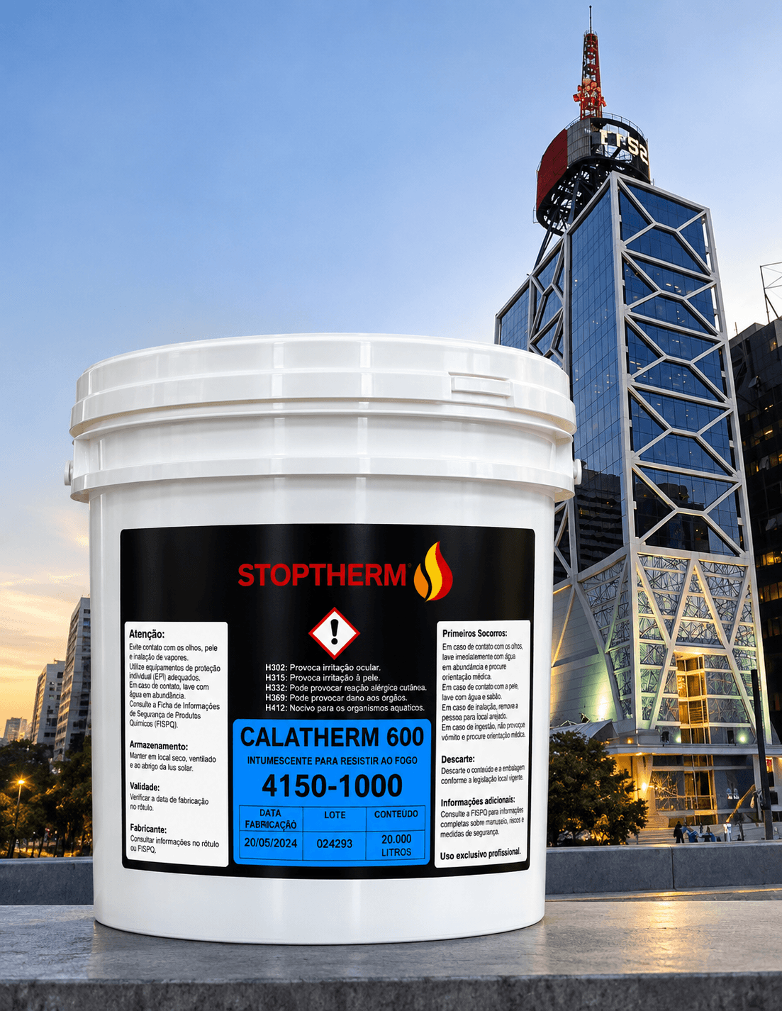 Balde do produto Calatherm 600 em ambiente de aplicação