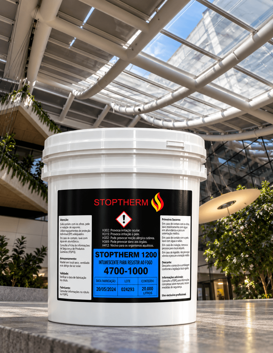 Balde do produto StopTherm 1200 em ambiente de aplicação